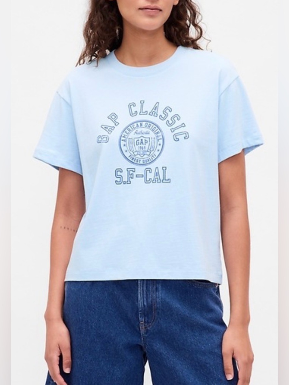 GAP Logo T-Shirt. Light Blue Shadow, sz M